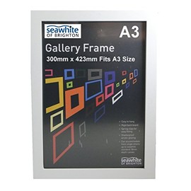 Seawhite A3 White Artist Wooden Gallery Frame Photo Frame Picture Frame Shatterproof Acrylic 36mm Deep (300mm x 423mm To Fit A3)