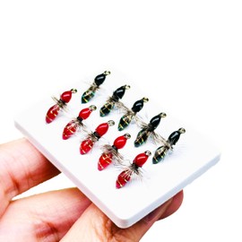 Qievcrme 10Pc Hand-Tied Fly Flies Fly Fishing Lure/Hooks Wet Flies Bionics Griffiths Artificial Bait Fishing for Trout, Bass and Salmon for Fishing in Rivers Lakes (Black&Red)
