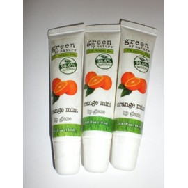 GREEN BY NATURE 3PC  ASSORTED GREEN BY NATURE LIP GLAZE ORANGE MINT .47