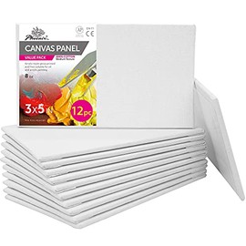PHOENIX Artist Painting Canvas Panels - 3x5 Inch / 12 Pack - Triple Primed Cotton Canvas Boards for Christmas Painting Oil & Acrylic Paint
