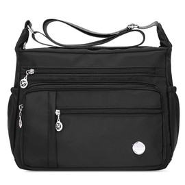 DIRRONA Shoulder Bag Women's Casual Shoulder Bag Large Capacity Waterproof Women's Travel Work Casual Daily Nylon Handbag Multi Bag Women's Messenger Bag 2 Sizes, Black B, messenger
