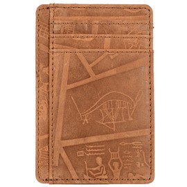 Leather Minimalist Wallet for Men & Women RFID Front Pocket Leather Card Holder Wallets (Egyptian Cognac, Small)