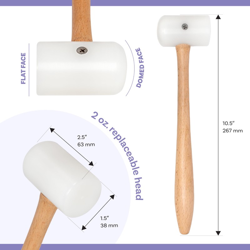 The Beadsmith Double-Sided Nylon Hammer - Double Plastic Non-Marring Mallet,