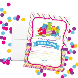 Pottery Painting Party Fill In Birthday Party Invitations, 20 5"x7" Fill In Cards with Twenty White Envelopes by AmandaCreation