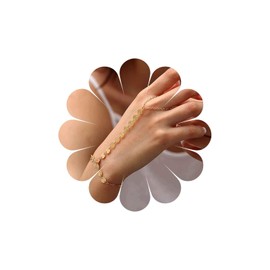 Sttiafay Finger Ring Chain Bracelet Gold Sequins Hand Chain Bracelet Boho Disc Slave Ring Bracelets Sequins Finger Link Bracelets Jewelry for Women