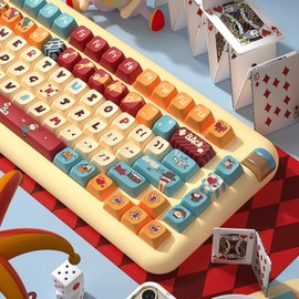 daixiahu Cat Circus Theme keycaps 158 Key PBT keycaps MDA Custom keycap Set is Suitable for 61/87/104/108 Cherry MX Switch and Other Mechanical Keyboards