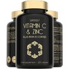 Vitamin C and Zinc Tablets - 1000mg VIT C Enhanced with Zinc, Iron, Copper High Strength - 120 Easy to Swallow Capsules - Vegan Immune System Complex Vitamin C Supplement with Superior Absorption