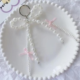 ICFIRSION Pearl Bow Keychain for Women Coquette Aesthetic Keychain for Purse Bag Charm (Style1)