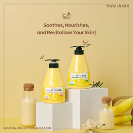 Kwailnara Banana Milk Body Wash (19.75 Fl Oz) – Korean Body Cleanser for Soft & Hydrated Skin | Milk Protein, Royal Jelly & Elasticity-Boosting Banana Extract | Paraben-Free with Gentle Bubbles
