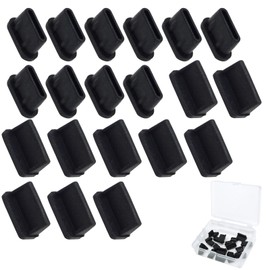 Combo Pack USB C and USB-A Port Covers - 10x USB-A and 10x USB-C Dust Caps in Black - Optimal Protection for USB Ports Against Dust and Dirt - Ideal for Smartphones and Laptops