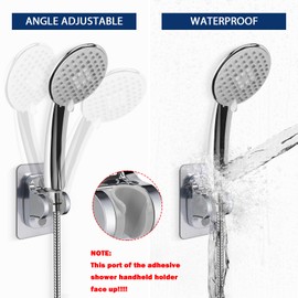 NearMoon Self Adhesive Shower Head Holder-Adjustable Handheld Shower Holder NO Drilling Wall Mount Waterproof (1 Pack, Chrome Finish)