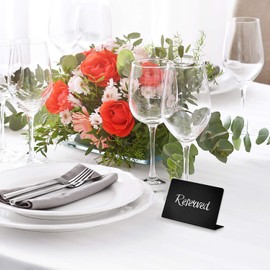 5 Pack Table Place Cards for Wedding Party Tables - Vintage Mini Chalkboard Sign - Little Chalkboard Reserved Signs for Tables - Plastic Reusable Black Table Place Name Card - Blackboard Place Cards