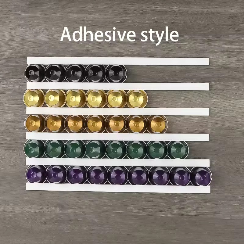 6-Piece Adhesive Coffee Capsule Holder Set, 30cm Wall-Mount Pod Storage