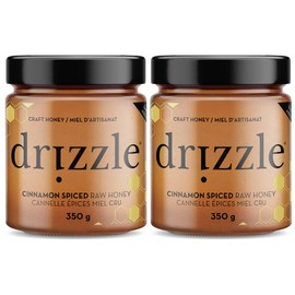 Drizzle Cinnamon Spiced Raw Honey - Raw, Unfiltered, and Unprocessed - Rich in Nutrients and Beneficial Enzymes - Notes of Cloves & Nutmeg - 100% Raw, Pure Honey - Gluten-Free, Paleo-Friendly 12.4oz (Pack of 2)