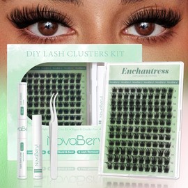 Enchantress Lash Clusters Kit 8–14mm Short Fluffy Wispy Eyelash Clusters Kit DIY Cluster Eyelash Extensions Kits with Waterproof Lash Bond and Seal Remover & Tweezers