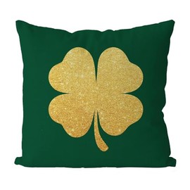 GAGEC St Patricks Day Pillow Covers 20x20 Inch Gold Shamrock Clover Throw Pillows Green Home Sofa Decor Pillowcase Happy St. Patrick's Day Pillows Decoration Cushion Case