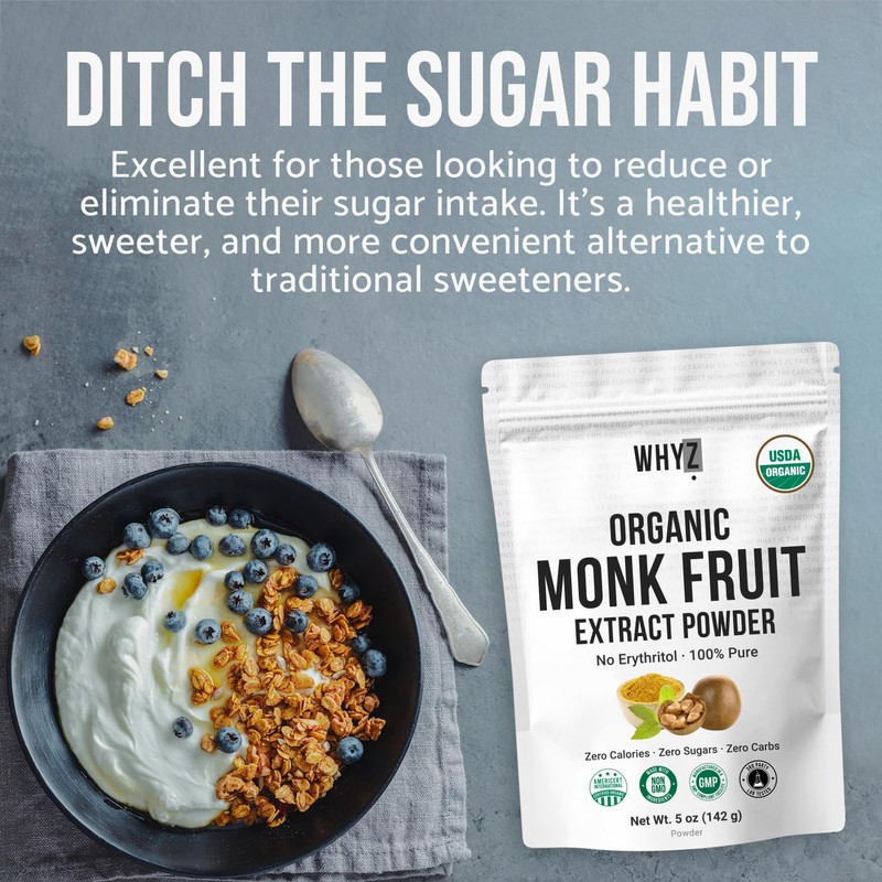 Organic Monk Fruit Extract, 5 oz, Pure Monk Fruit Sweetener