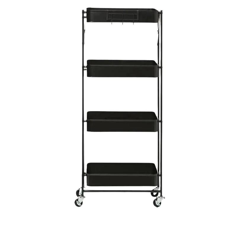 Origami 4 Tier Foldable Powder-Coated Metal Cart with Caster Wheels