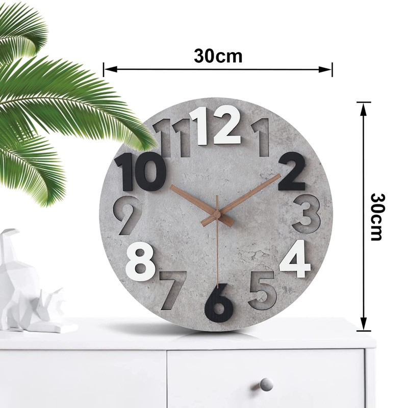 Stellarize Wanduhr Groß Ohne Tickgeräusche Modern Holz 3D Küchenuhr für