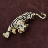 YYBONNIE Antique Gold Tone Austrian Crystal Black Enamel Tiger Wildlife
