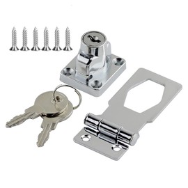 Glosoni Small Hasp and Staple Metal Lock Hasp Door Buckle Safety Door Clasp Knob Shed Locks for Cabinets Cupboard Drawer Gate