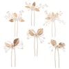 VICASKY 6pcs Pearl Hairpins for Brides Bridesmaids Elegant Leaf Hair