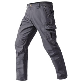 SPOSULEI Cargo Pants Men Durable Work Tactical Pants Outdoor Lightweight Ripstop Waterproof Utility Pants with Multi Pockets for Hiking Hunting Fishing Darkgrey 44Wx34L