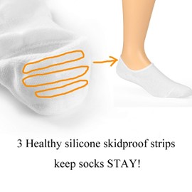 Mottee&Zconia - Calcetines cortos de corte bajo al tobillo para hombres y mujeres, calcetines básicos de algodón antideslizantes con agarres antideslizantes, 6 pares de color blanco., 11-13