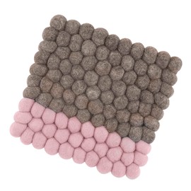 cilio Lana Due Coaster, Washable Felt Made of Sheep's Wool, for Hot Pots, Plates, Bakeware and Pans, Heat Resistant up to 100 °C, Felt Balls, 21 x 21 cm, Square, Brown/Rose