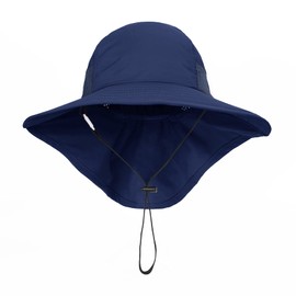 Durio Sun Hat Baby Sun Hat Children with Neck Protection Adjustable Foldable Summer Hat Breathable UV Protection, navy