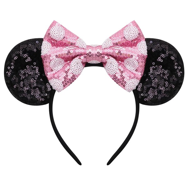 ODOCARE Handmade Mouse Ears Headband for Women and Girls, Polka