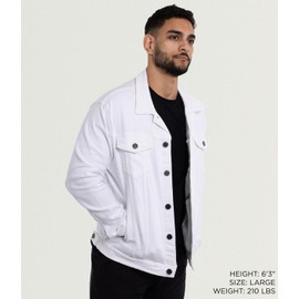 X RAY Mens Denim Jacket, Washed Ripped Distressed Flex Stretch Casual Trucker Biker Jeans Jacket for Men, White, X-Large