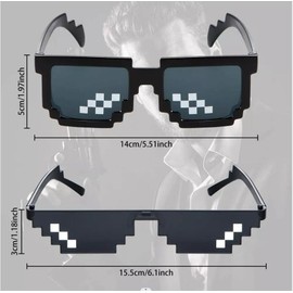 Thug Life Glasses, Pixel Funny Sunglasses for Party, Deal with it Fun Cool Glasses Bachelor Party Decor, Mosaic Gamer MLG Photo Props Glasses for Adults Teens (MIX 2PCS)