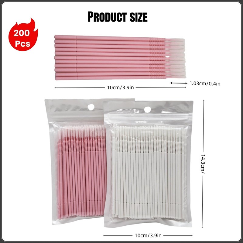 200 PCS Micro Applicator Brushes for Eyelash Extensions – Disposable
