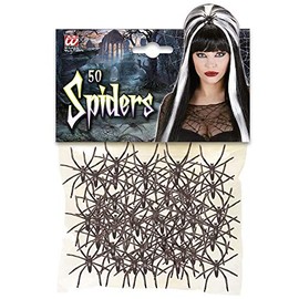 WIDMANN Idena 5382 50 Mini Spiders, Black Plastic, 15.8 x 13.4 x 3 cm