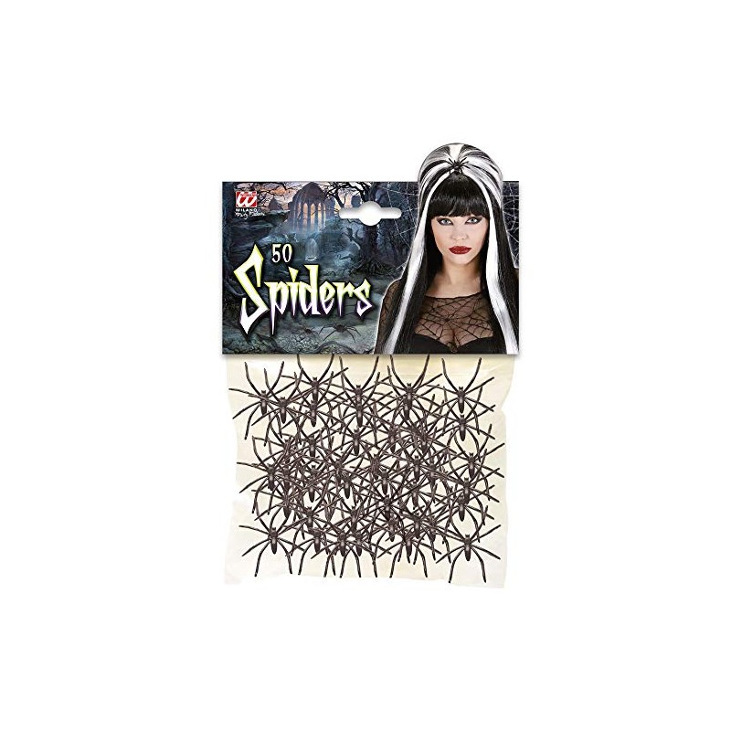 WIDMANN Idena 5382 50 Mini Spiders, Black Plastic, 15.8 x