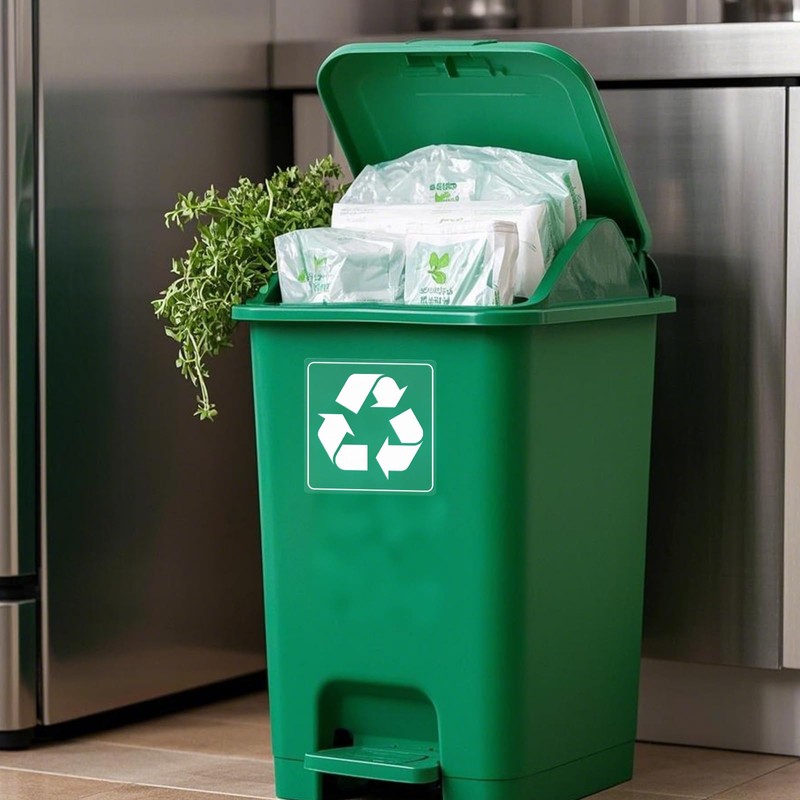 YIKIADA 10 Pack Recycle and Trash Transparent Stickers 6 ×