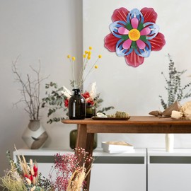 hogardeck Metal Flower Wall Decor, 11" Colorful Metal Floral Wall Art Decorations, Spring Garden Yard Decor for Outdoor Indoor, Multi-Colored Boho Art for Living Room Bathroom Office Kitchen Patio