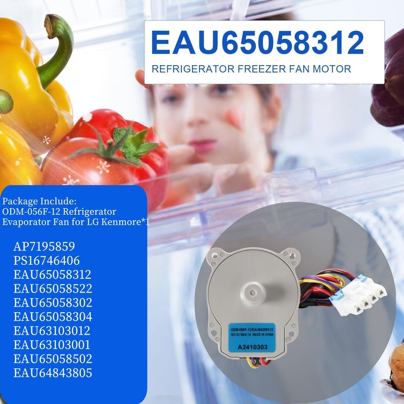 EAU65058312 ODM-056F-12 Refrigerator Evaporator Fan Motor Assembly Replacement Compatible with