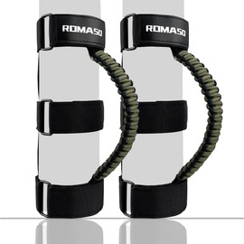 Grab Handles for Jeep Wrangler,Roll Bar Grab Handles for Jeep Wrangler YJ TJ JK JL&Gladiator JT 1986-2025,Paracord Grip Handles,Black/Olive,Pack of 2