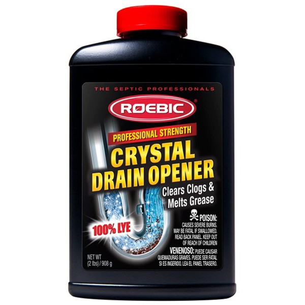 Roebic HD-CRY-DO Heavy Duty Cleaner Clears Clogs and Melts Grease Professional Strength Crystal Drain Opener, 100% Lye, Black