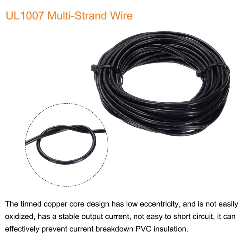 sourcing map 16AWG Wire 16 Gauge Stranded Wire PVC Hookup