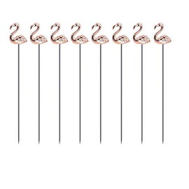 Flamingo Martini Cocktail Picks Reusable Olive Picks Garnish Skewer Fruit Toothpicks Pack of 8 (Rose Gold Flamingo)