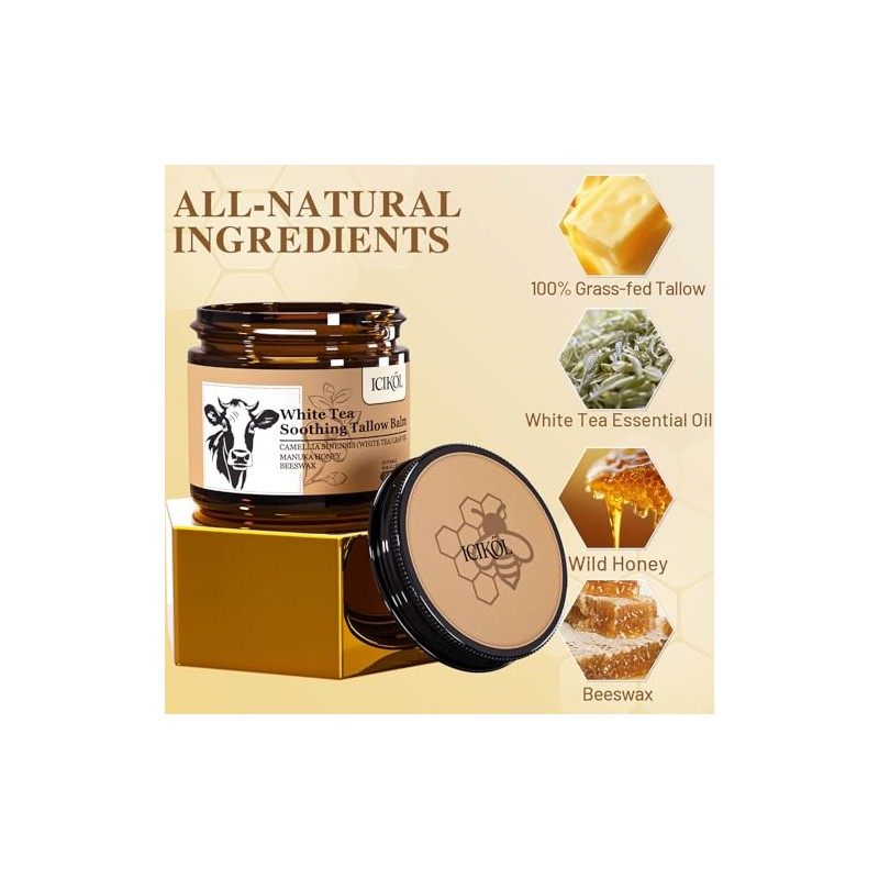 White Tea Grass-Fed Beef Tallow Balm for Men - Whipped