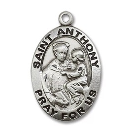 Bliss Sterling Silver Saint Anthony of Padua Medal Pendant Necklace 24" Chain Gift