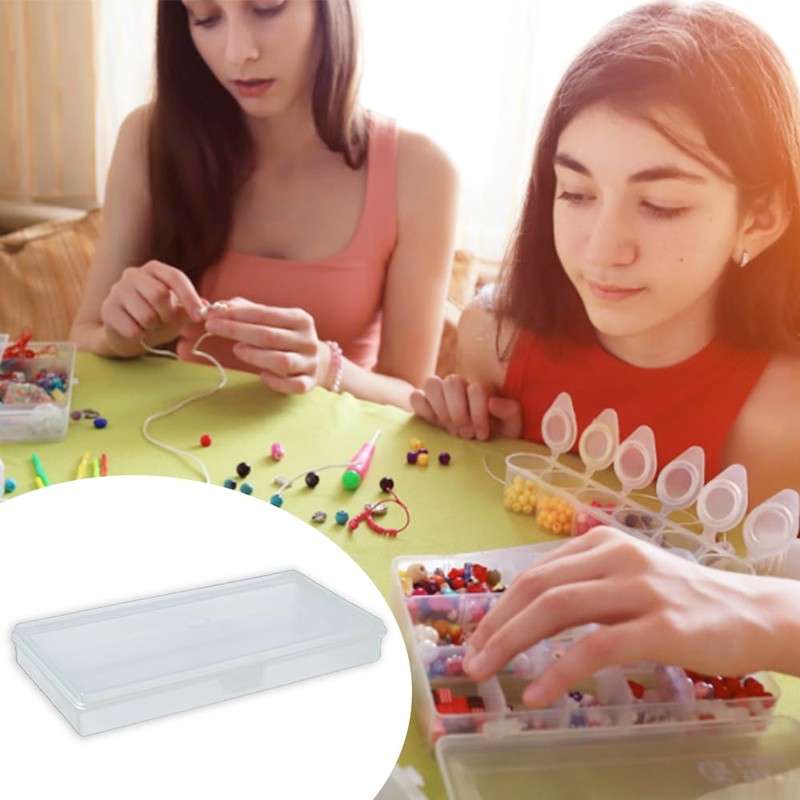 Eleanly 4 Pcs Small Plastic Box Rectangular Empty Mini Clear