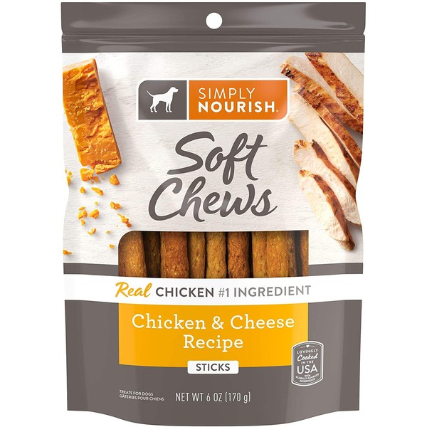SIMPLY NOURISH (1) Soft Chews Chicken & Cheese Sticks 1-6 OZ (170 g) Resealable Bag