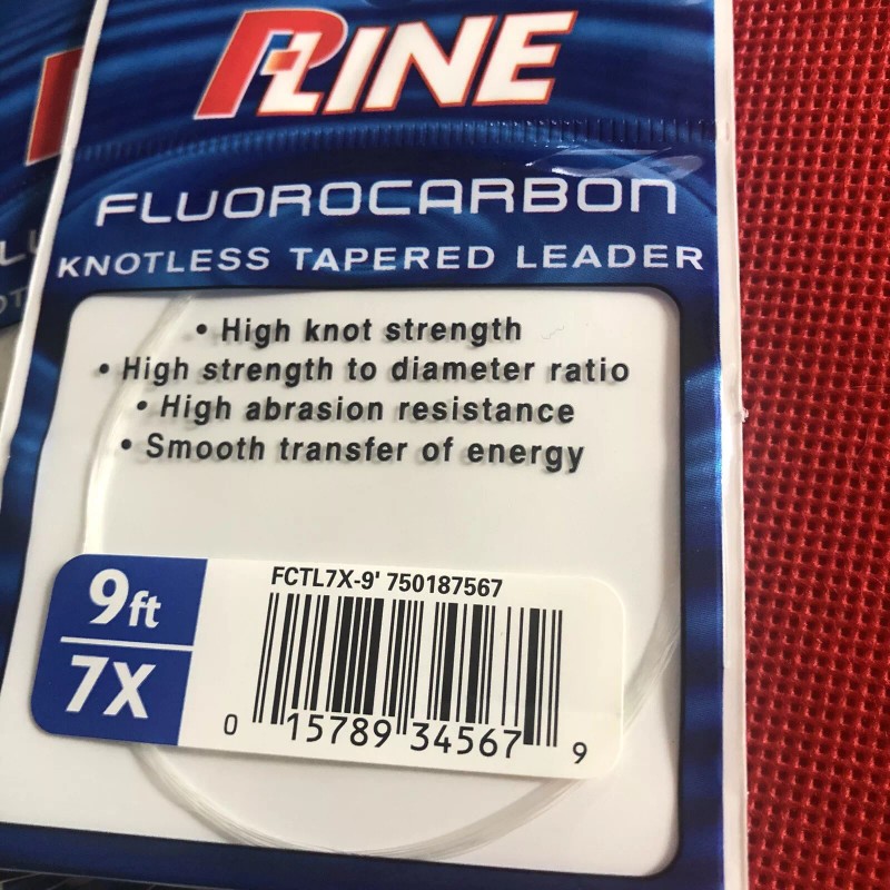 P-LINE Fluorocarbon Tapered Leader 9ft 7X 2lb (3-Packs) Fly Fishing