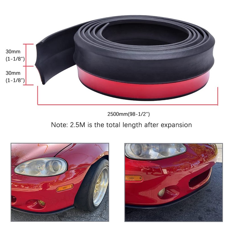 Car Spoiler Lip Universal 2.5 m / 8.2 ft Rubber