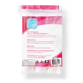 Medline Medline Simply Soft Cotton Rounds (300 Count), 100% Cotton Absorbent and Textured Cotton Pads, Lint-Free